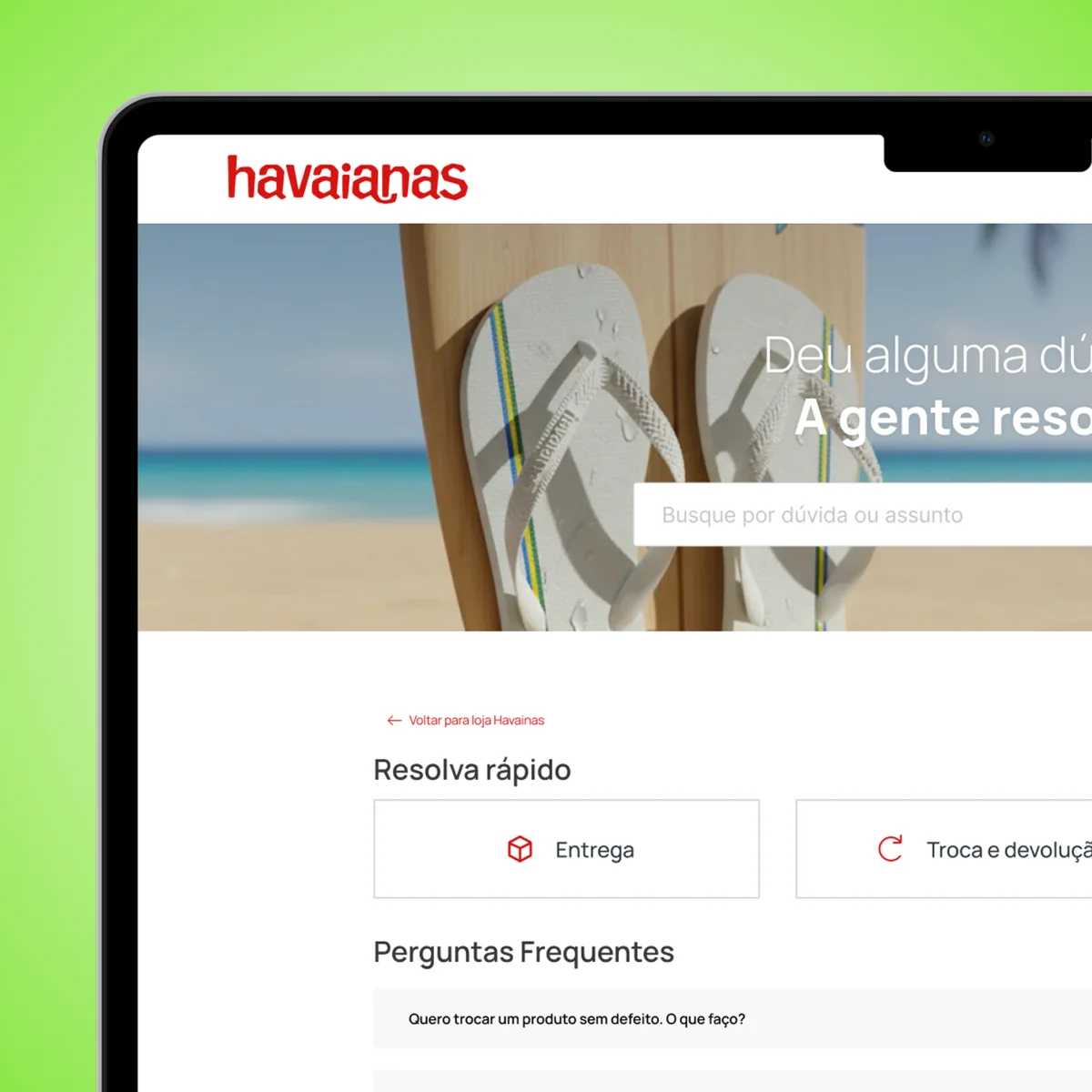 Interface de Havaianas desenhada pela Lucy