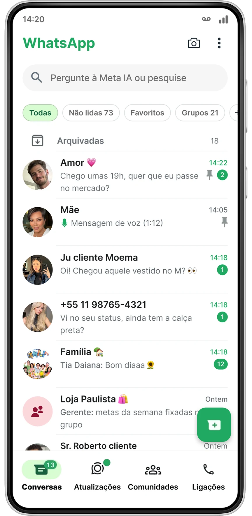 Lista de conversas do WhatsApp no Android