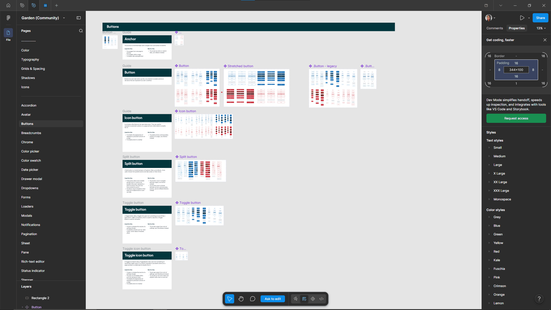 Biblioteca de componentes do Design System no Figma