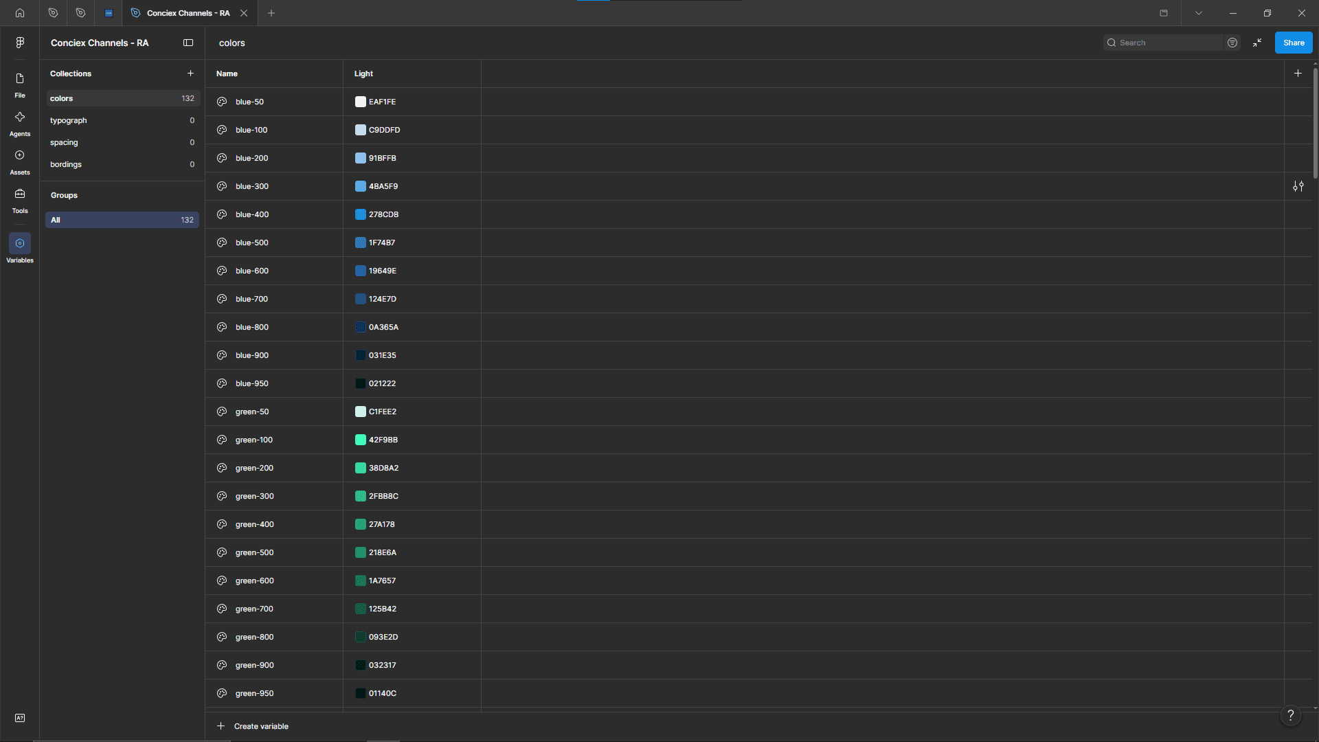 Tokens de design do Design System no Figma